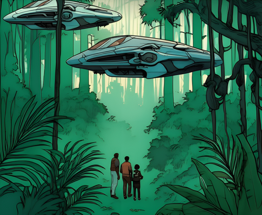 Front cover with flying beings