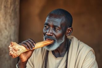 A man licking a bone